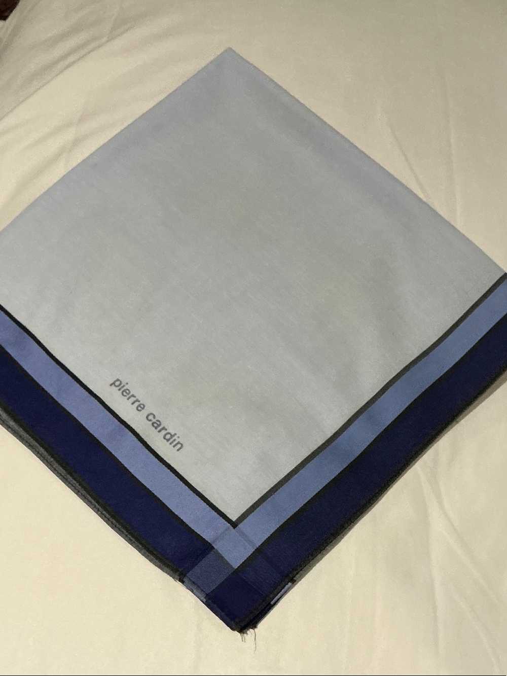 Pierre Cardin Light Blue Pocket Square with Navy & Mid-Blue Trim